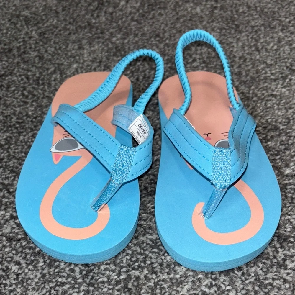 Carter's Blue and pink cat Sandals for Kids size 7 NWOT